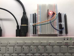 Raspberry Pi 400 experimenteer bord (in actie)